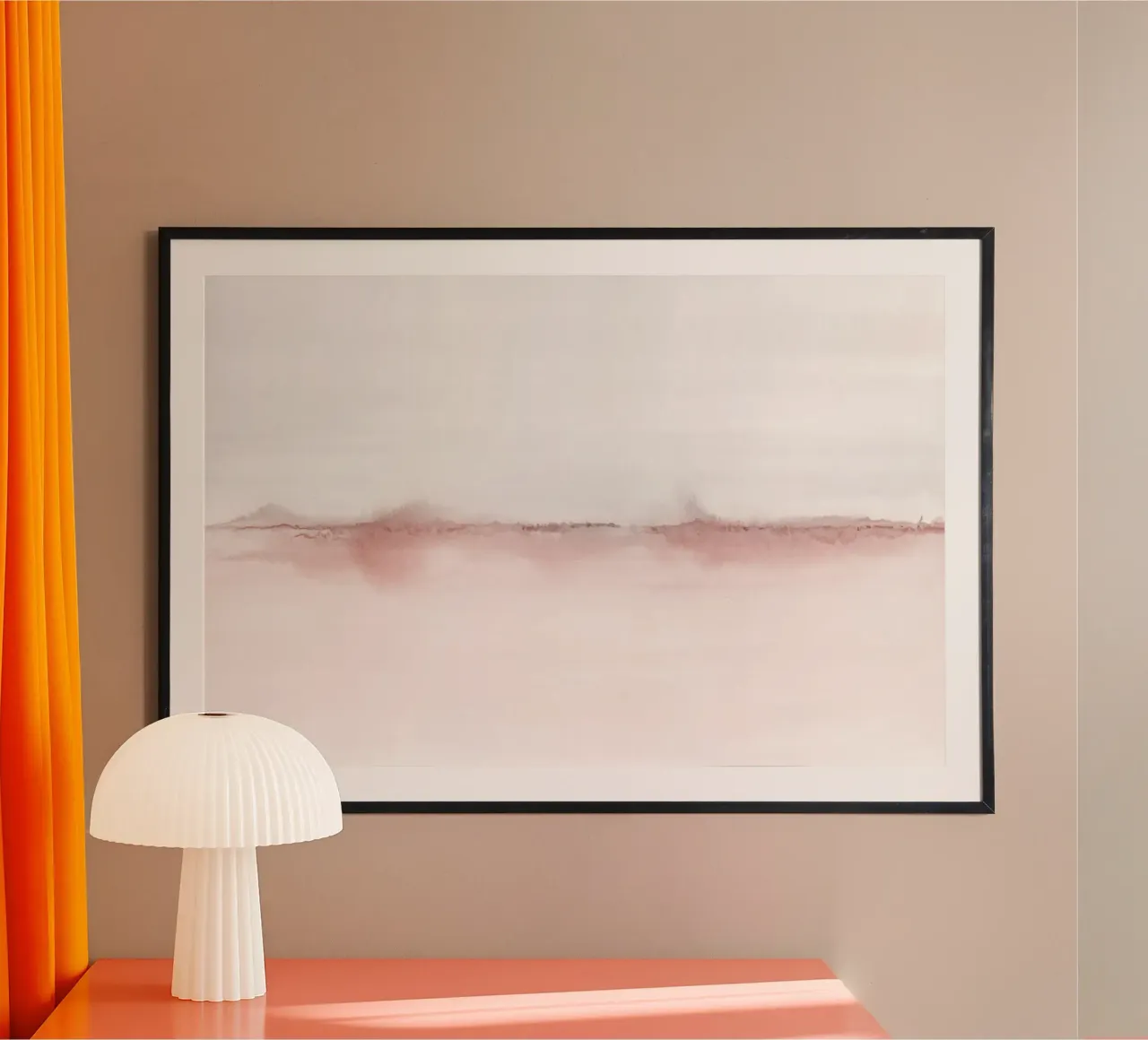 Paesaggio minimalista rosa e grigio carta hahnemühle da NouveauPrints