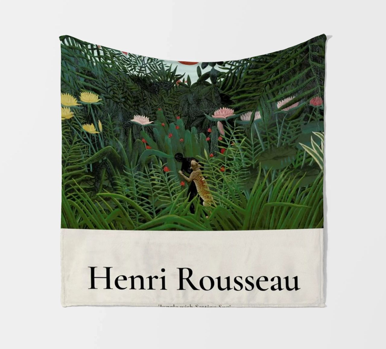 Rousseau - Jungle with Setting Sun fleece blanket by ARTOTHEK