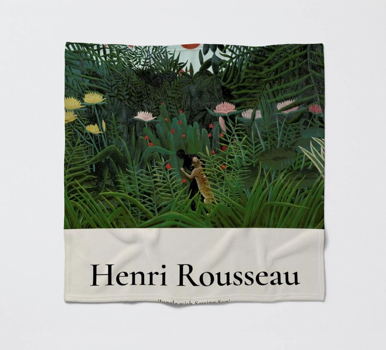 Rousseau - Jungle with Setting Sun fleece blanket by ARTOTHEK