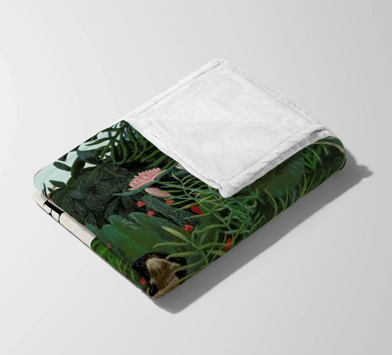 Rousseau - Jungle with Setting Sun fleece blanket by ARTOTHEK