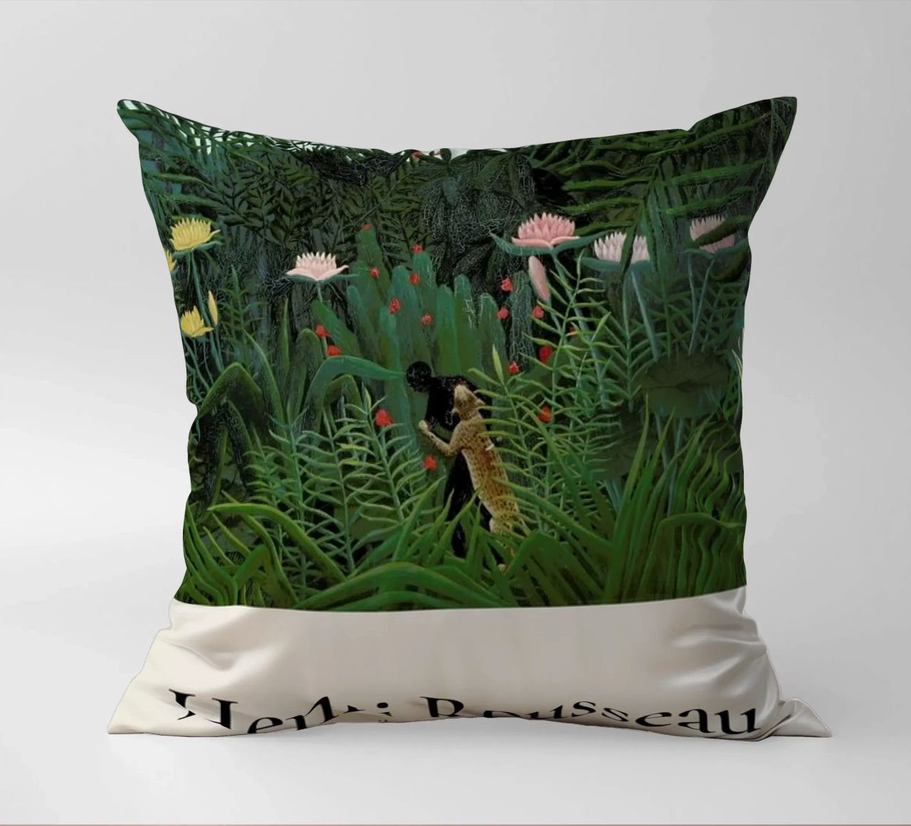 Rousseau - Jungle with Setting Sun decorative cushion by ARTOTHEK