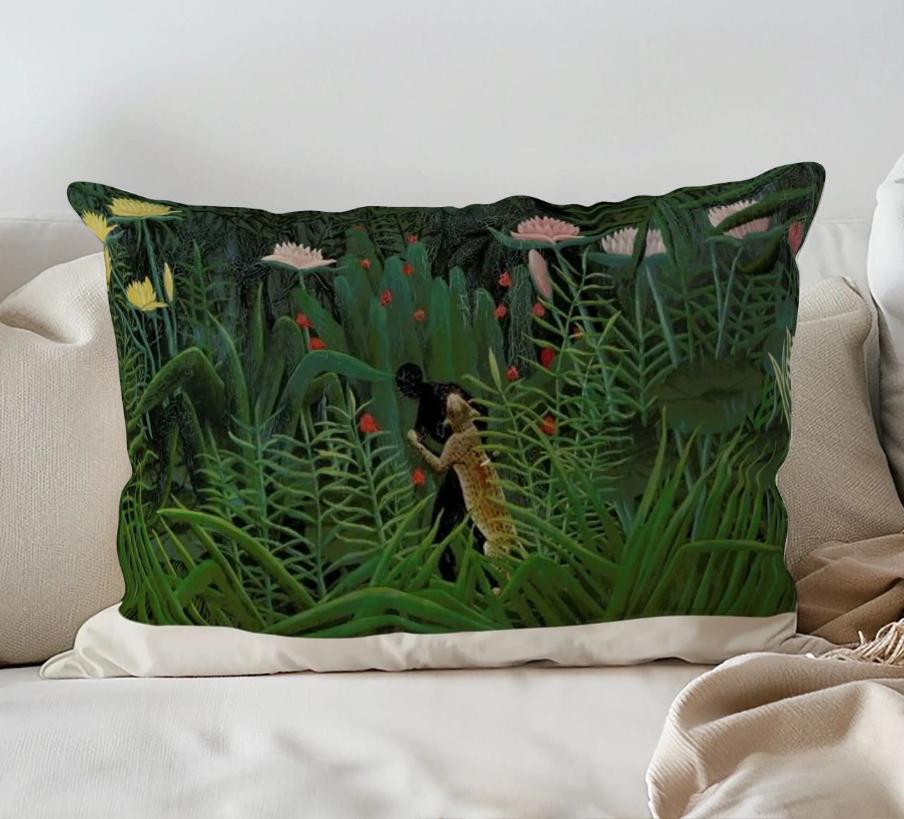 Rousseau - Jungle with Setting Sun decorative cushion by ARTOTHEK
