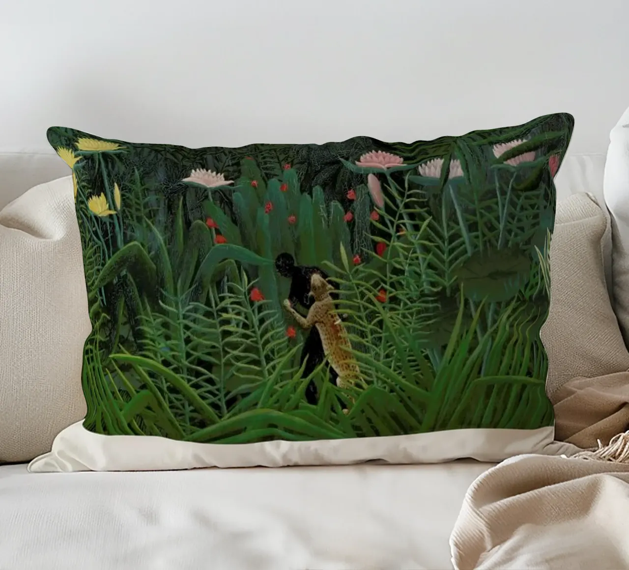 Rousseau - Jungle with Setting Sun cuscino da ARTOTHEK