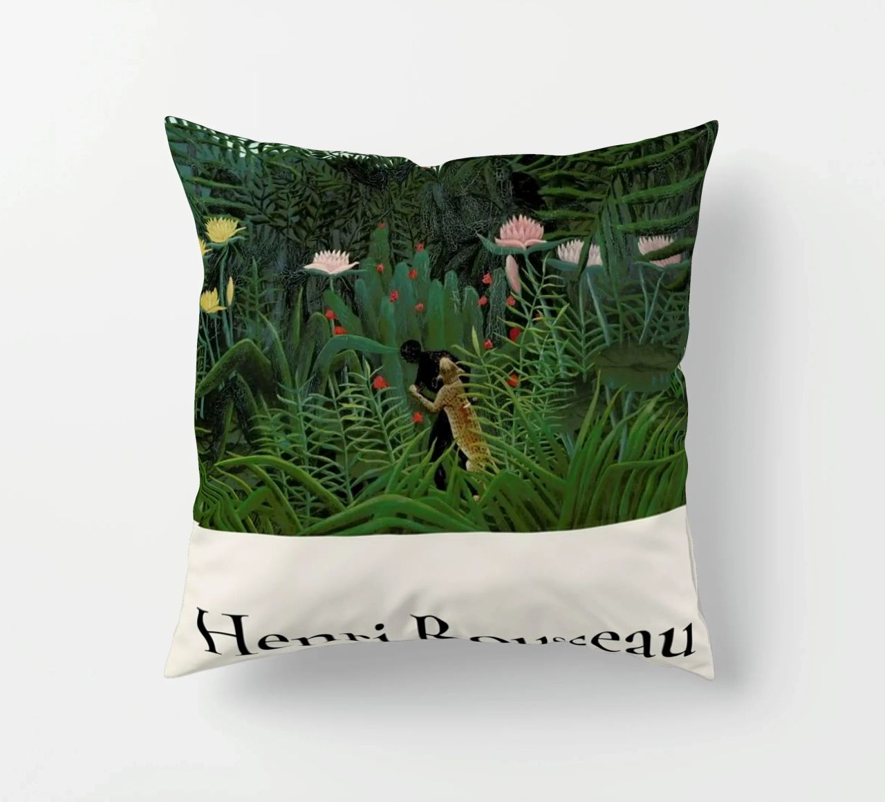 Rousseau - Jungle with Setting Sun decorative cushion by ARTOTHEK