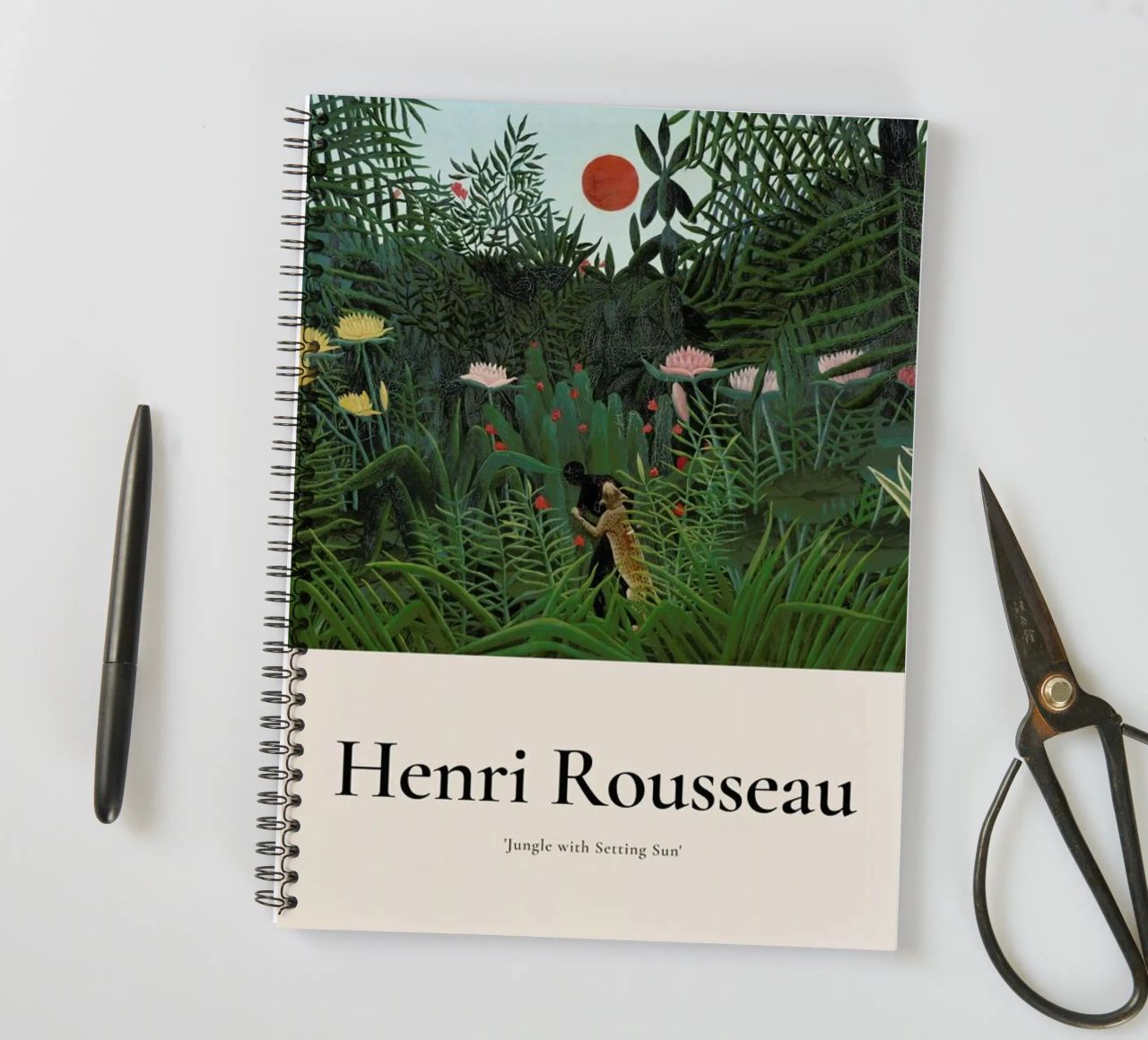 Rousseau - Jungle with Setting Sun spiral notebook by ARTOTHEK