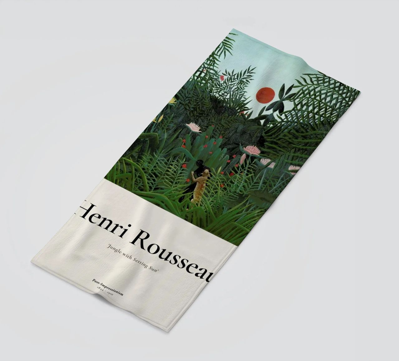 Rousseau - Jungle with Setting Sun beach towel by ARTOTHEK