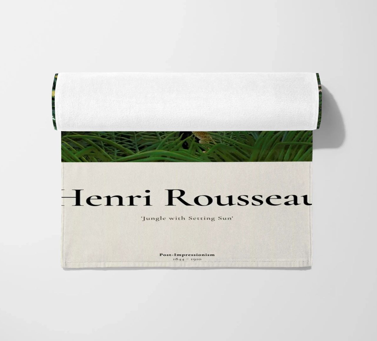 Rousseau - Jungle with Setting Sun beach towel by ARTOTHEK