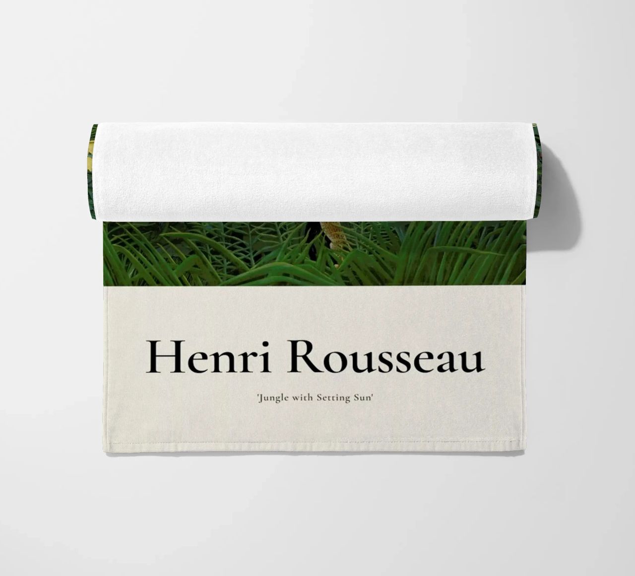 Rousseau - Jungle with Setting Sun beach towel by ARTOTHEK