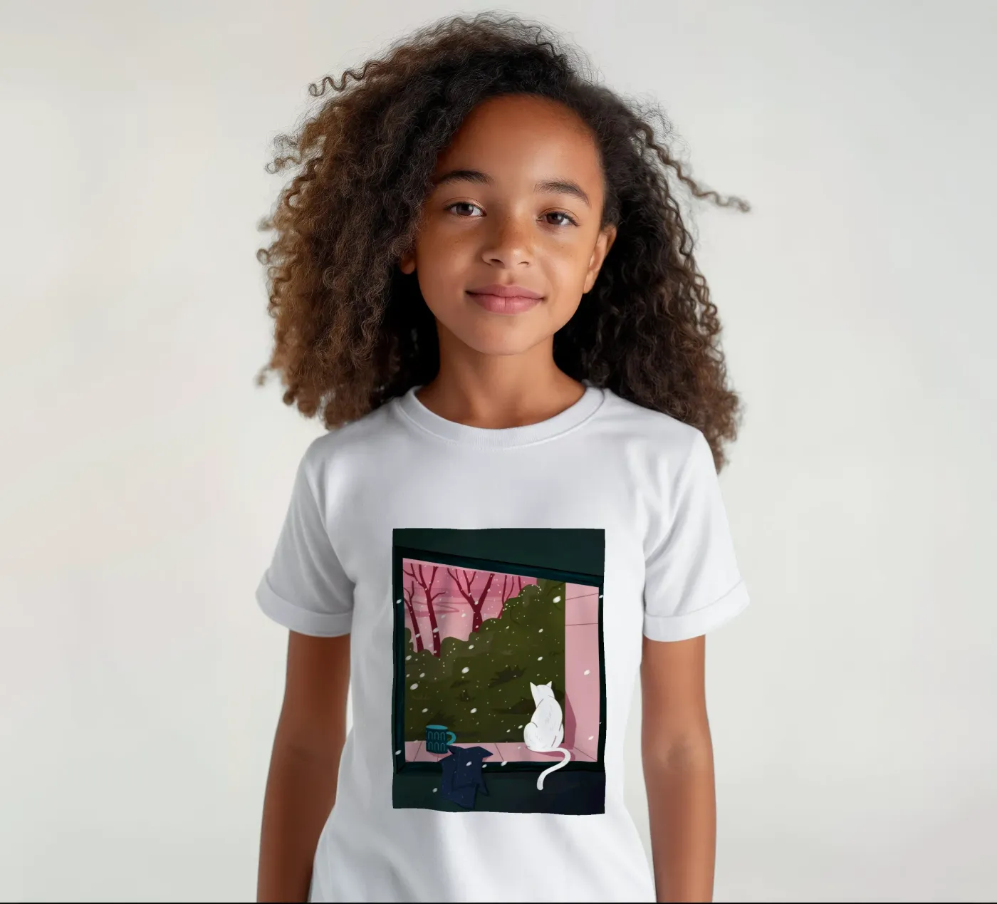 Winter Window Whimsy kids t-shirt by Fine Sanctuary