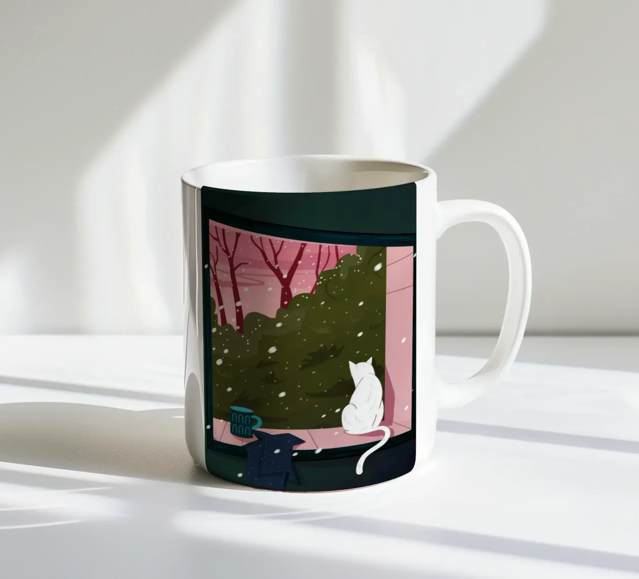 Winter Window Whimsy ceramic mug by Fine Sanctuary