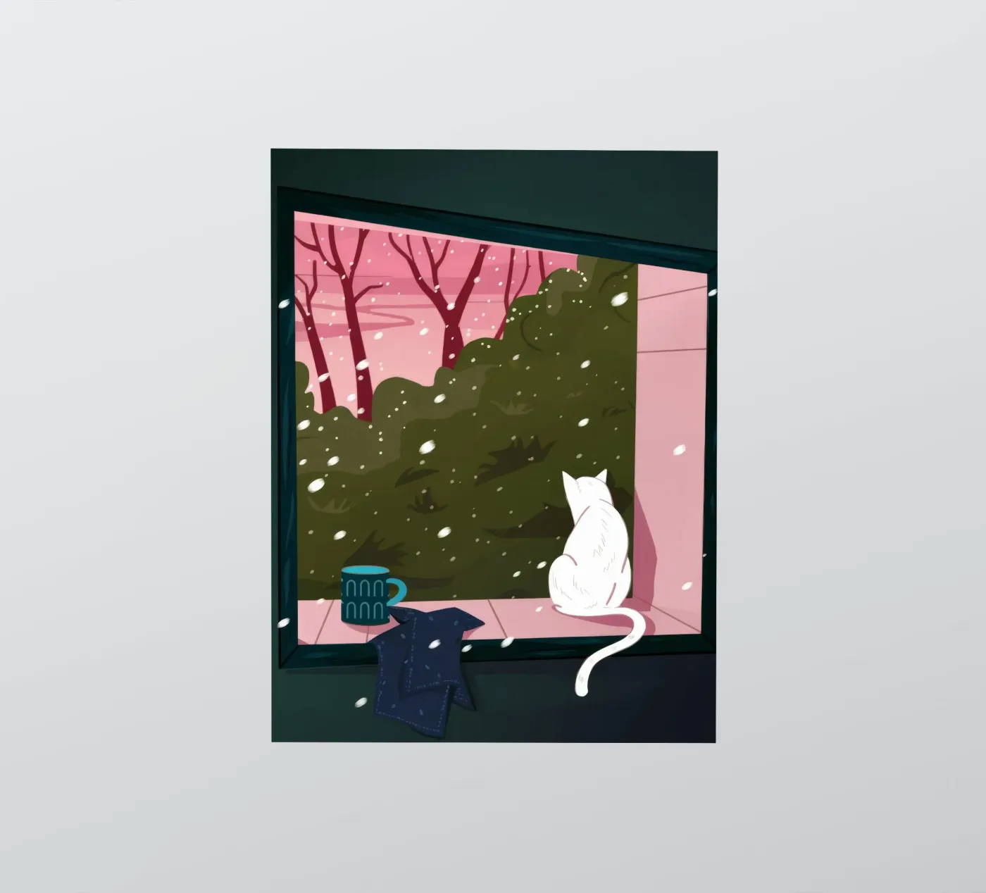 Winter Venster Grilligheid sticker van Fine Sanctuary