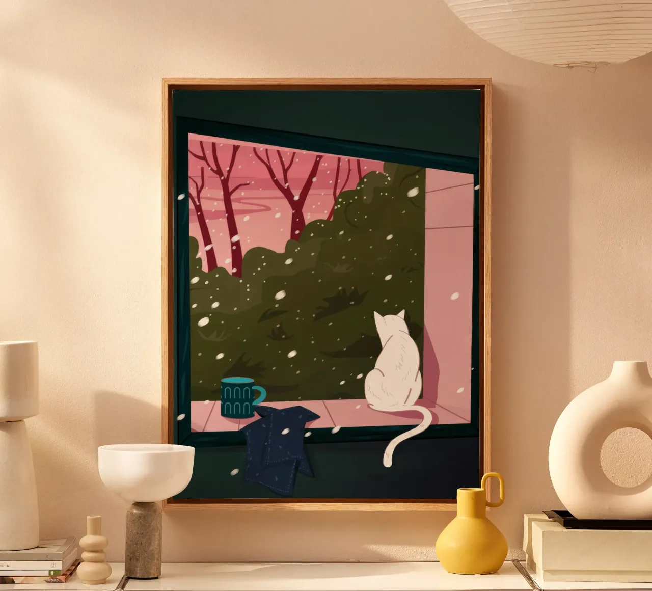 Winter Window Whimsy canvas with Floater frame by Fine Sanctuary