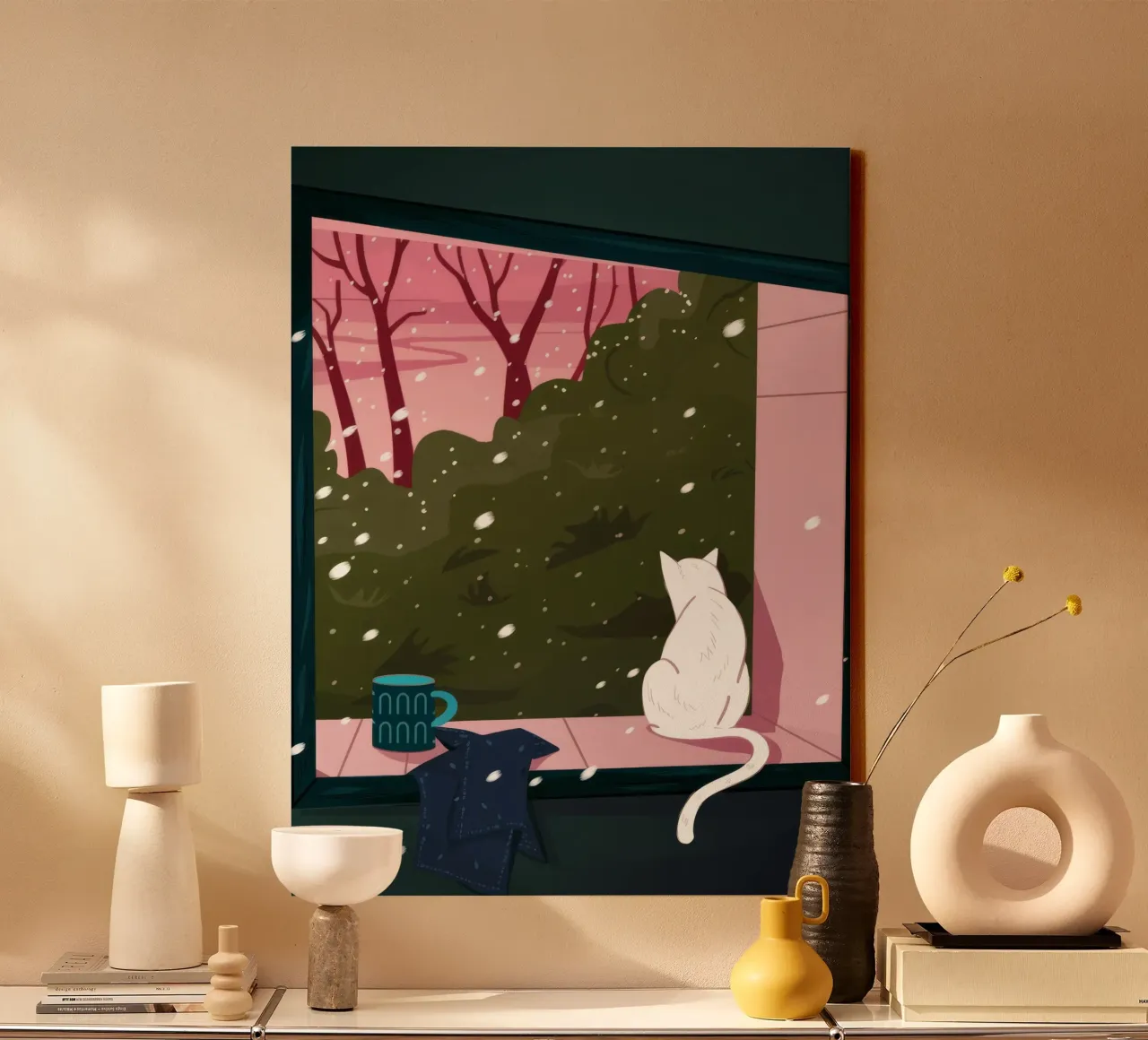 Winter Window Whimsy canvas with Floater frame by Fine Sanctuary