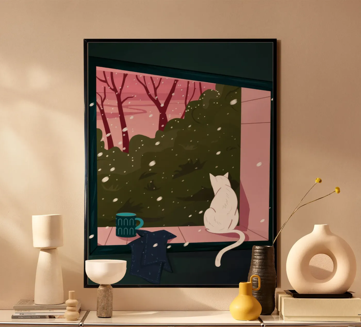Winter Venster Grilligheid poster van Fine Sanctuary