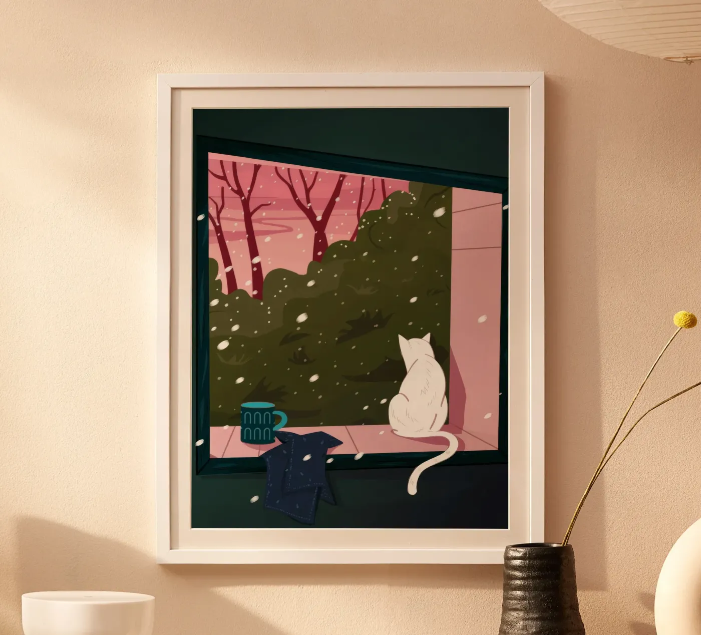 Winter Venster Grilligheid poster van Fine Sanctuary