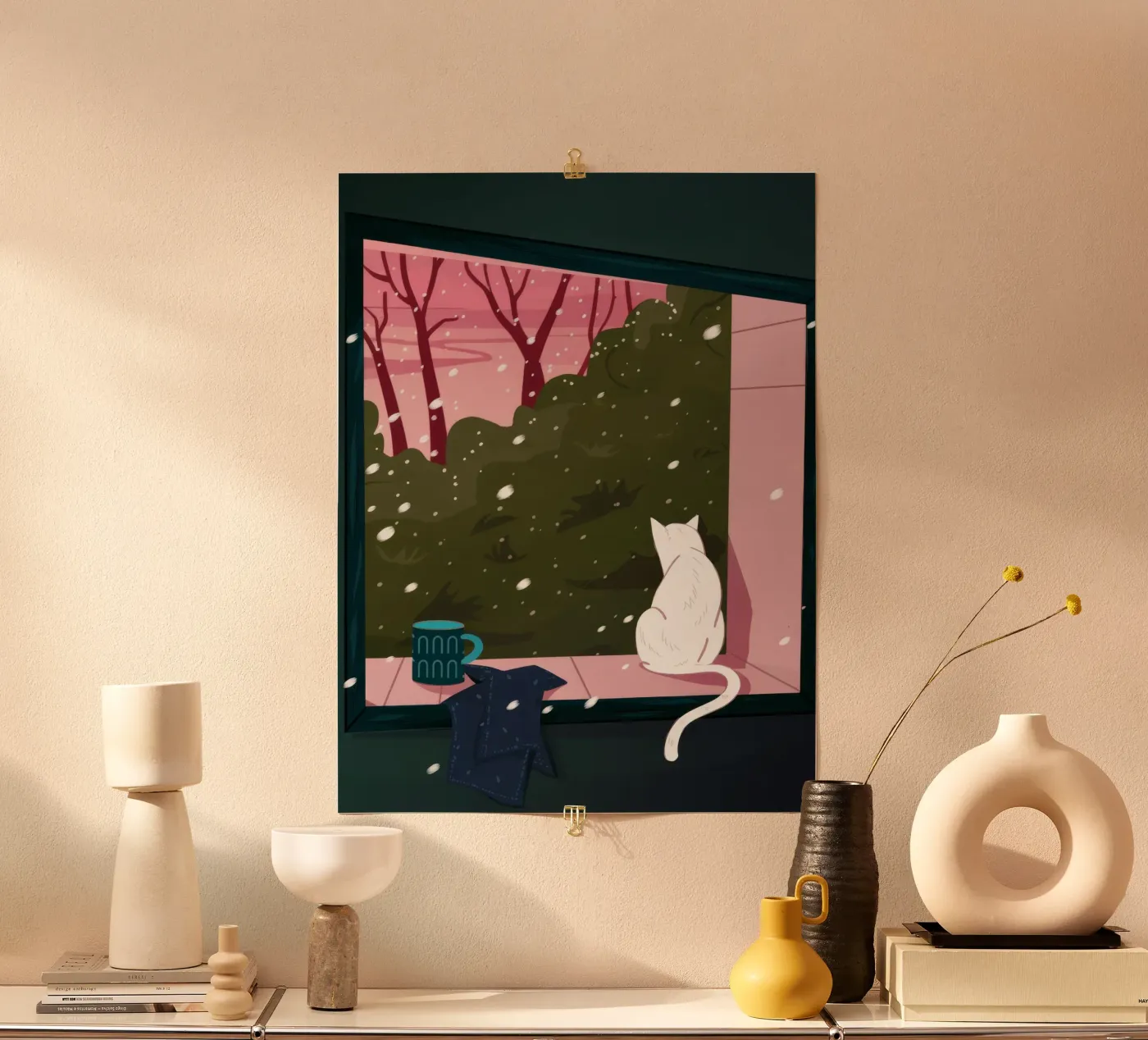 Winter Venster Grilligheid poster van Fine Sanctuary