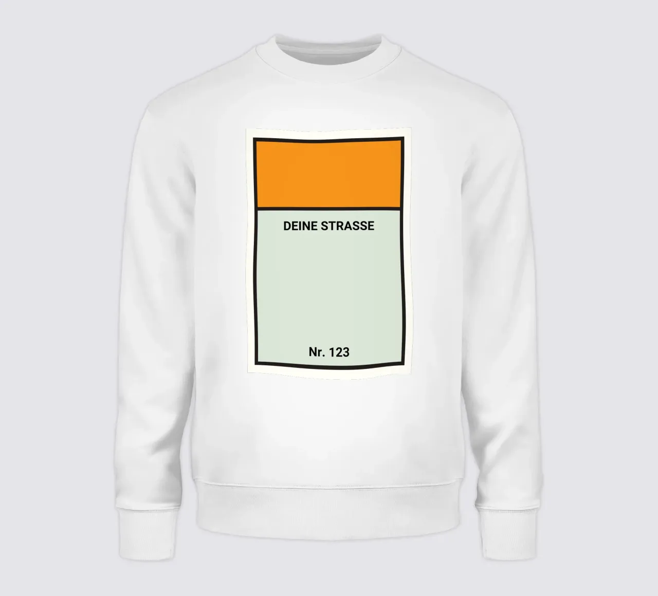 Poster arancione in stile Monopoly - La vostra via e il vostro numero civico felpa da FRAMELY