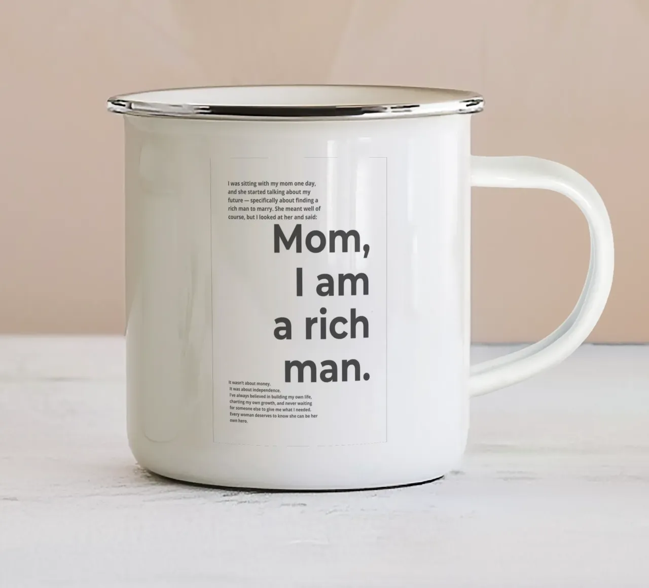 mom,i am a rich man tazza in smalto da ramosashop