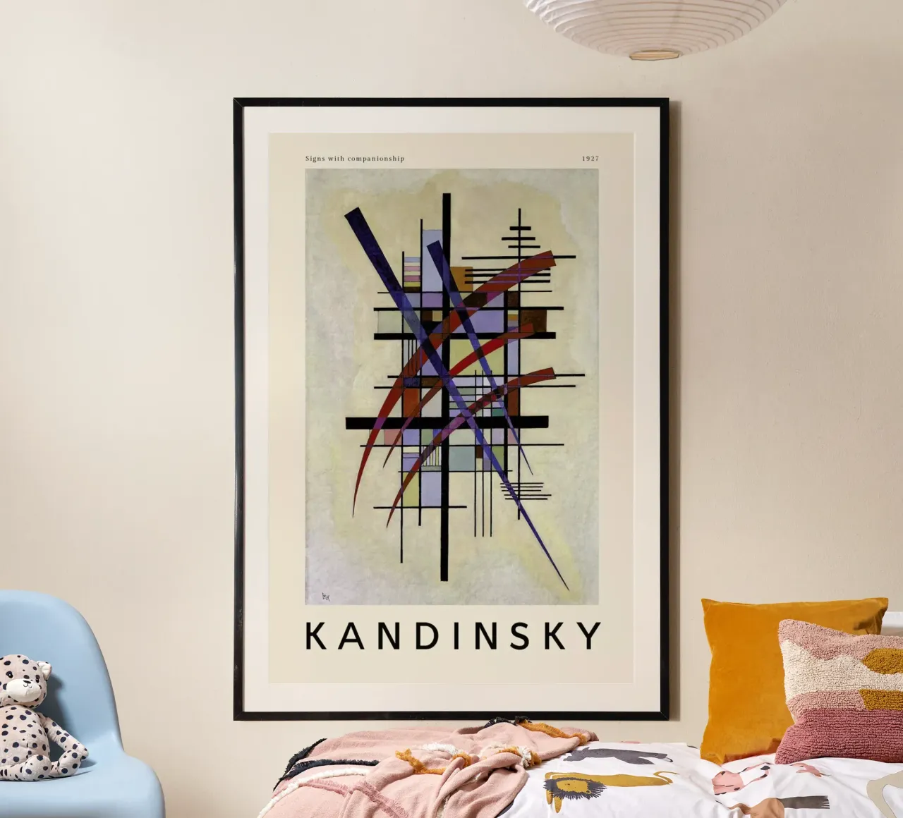 Kandinsky - Signs with Companionship poster con telaio in legno da ARTOTHEK