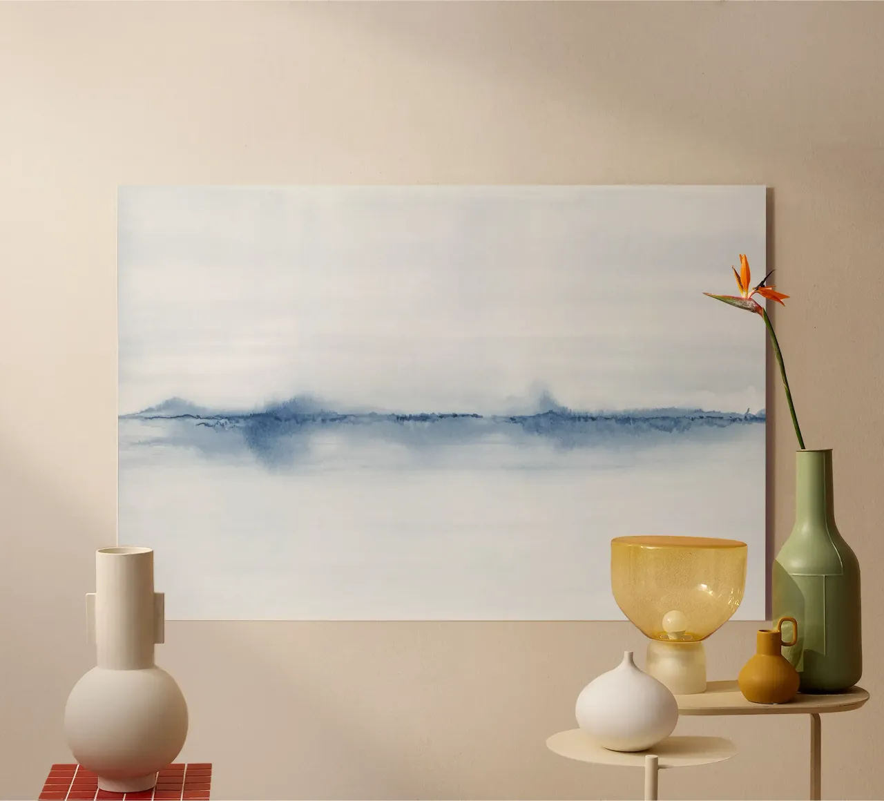Paisaje azul minimalista metacrilato de NouveauPrints