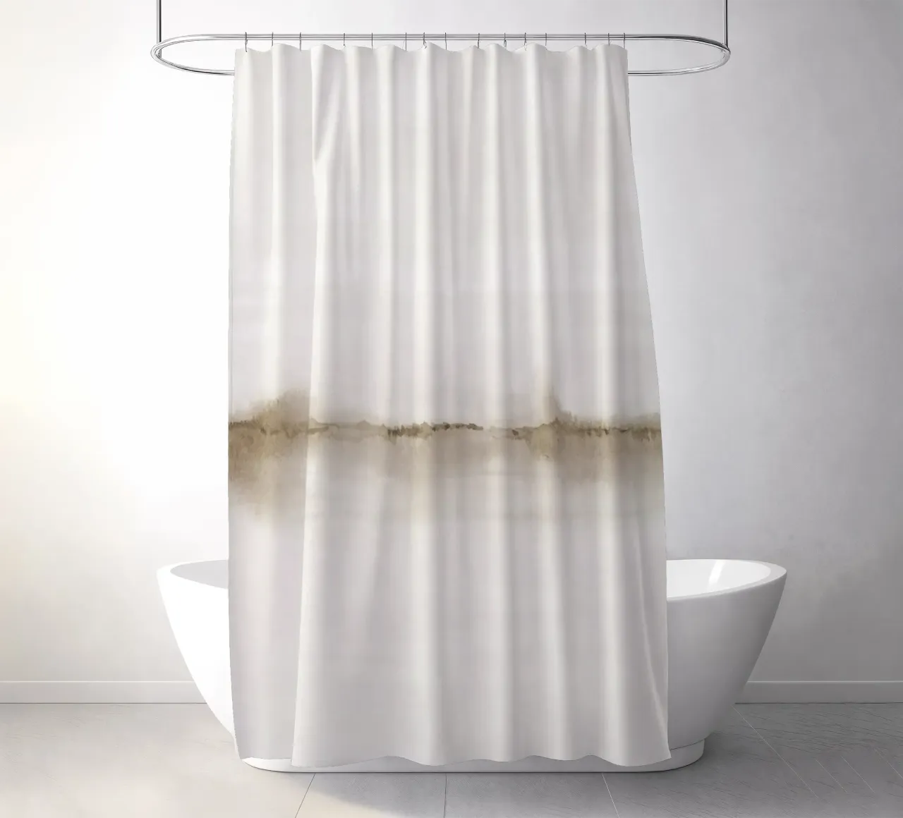 Minimalistisch beige landschap douchegordijn van NouveauPrints