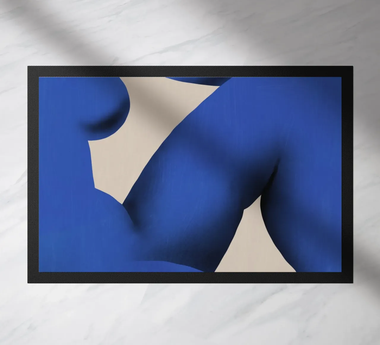 Position blue doormat by Little Dean