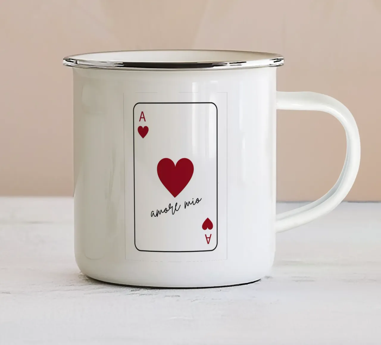 playing card love tazza in smalto da ramosashop