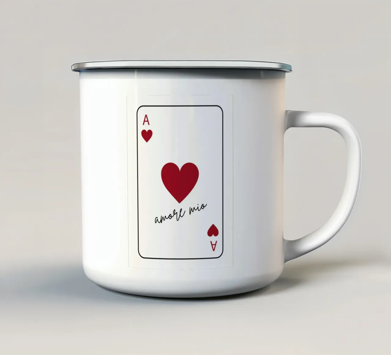 playing card love tazza in smalto da ramosashop