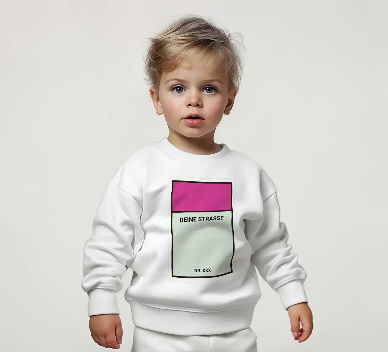 Póster estilo Monopoly morado- Tu calle y número de casa sudadera de bebé de FRAMELY