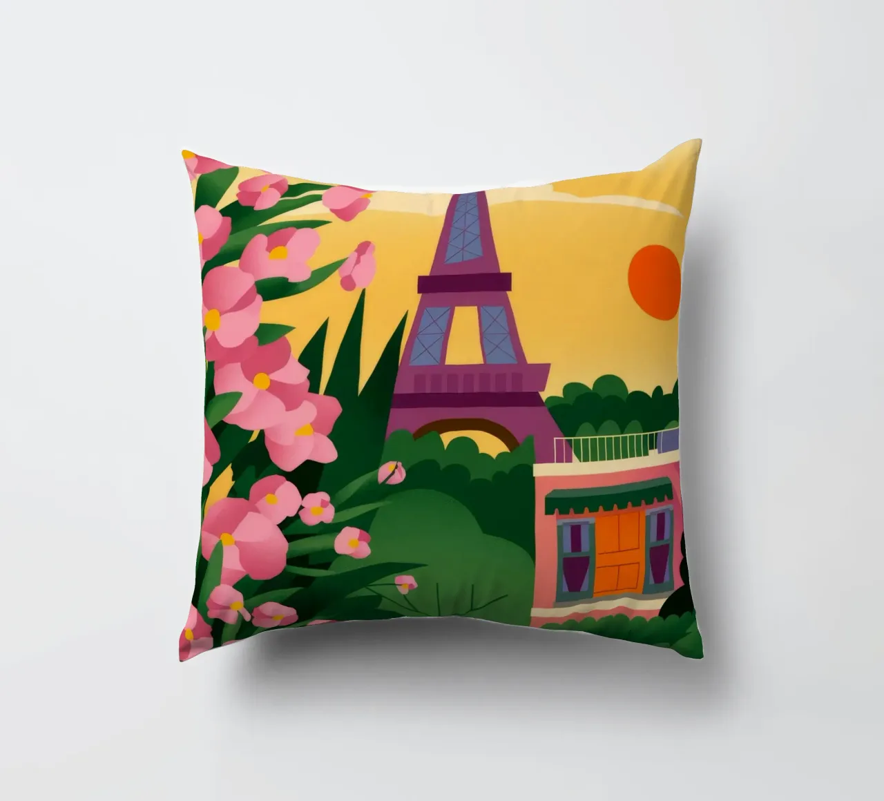 Tramonto della Torre Eiffel cuscino da Fine Sanctuary