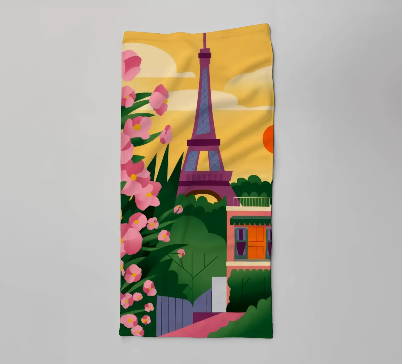 Eiffel Tower Sunset towel by Fine Sanctuary