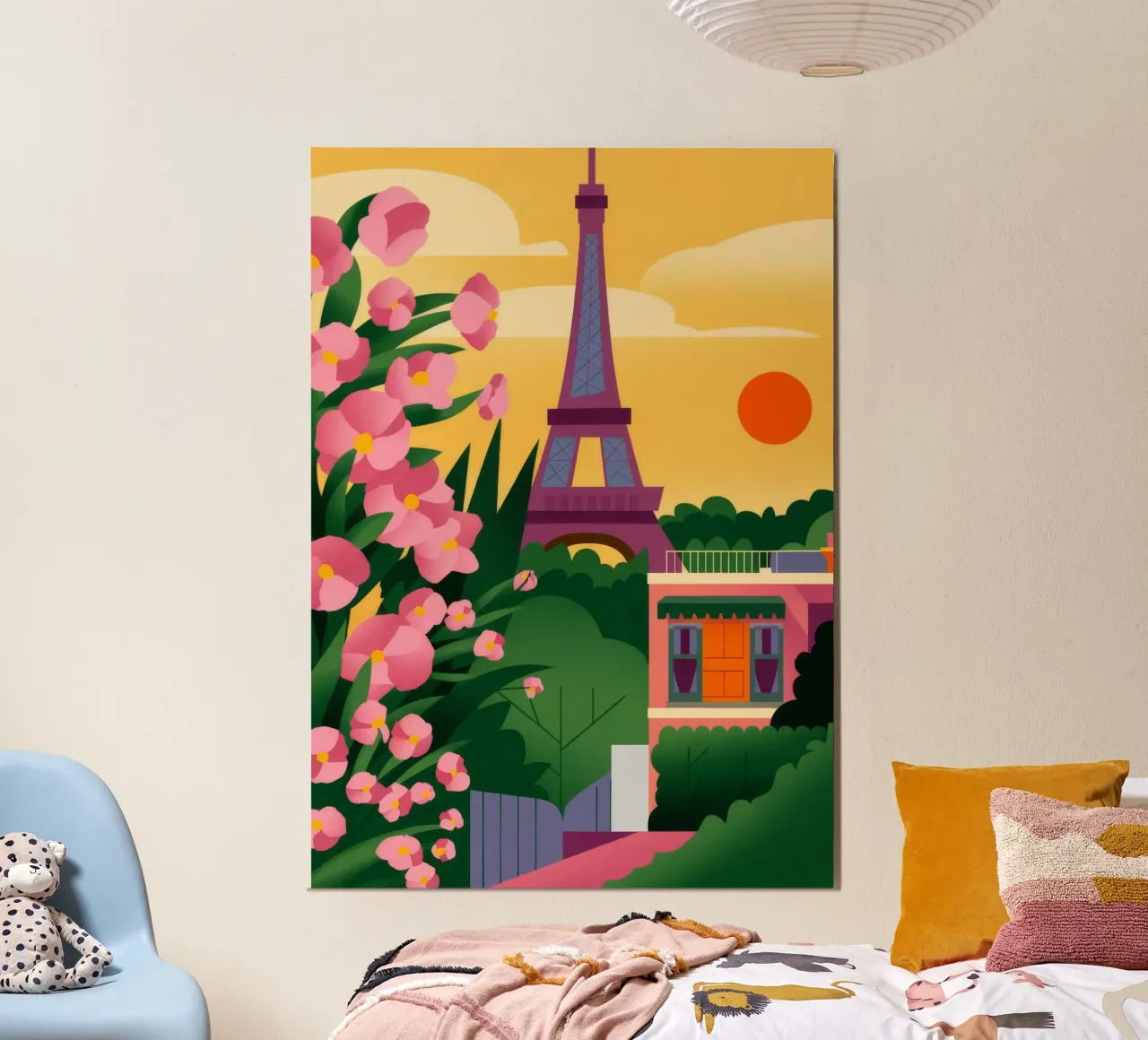Tramonto della Torre Eiffel poster con telaio in legno da Fine Sanctuary