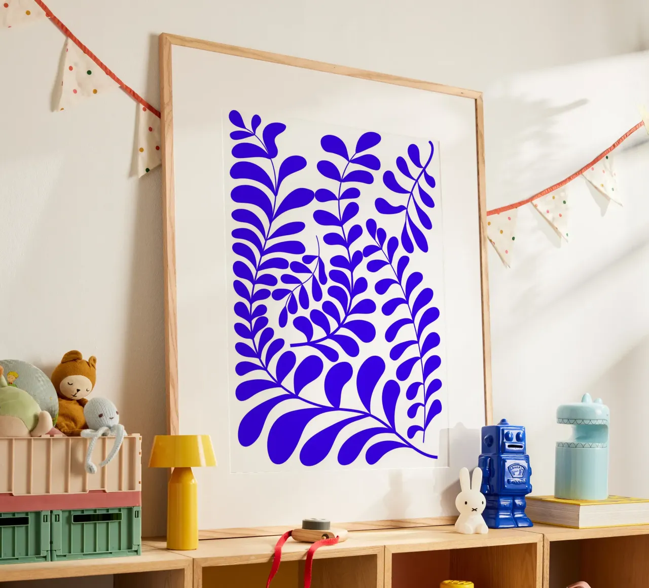 Blue Leaves poster con telaio in alluminio da ramosashop
