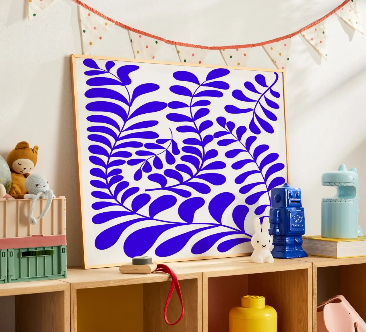 Blue Leaves poster con telaio in alluminio da ramosashop