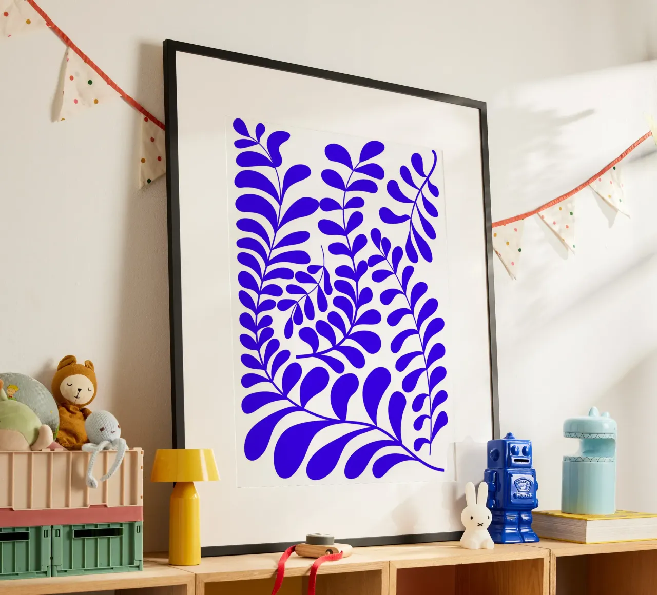 Blue Leaves poster con telaio in alluminio da ramosashop