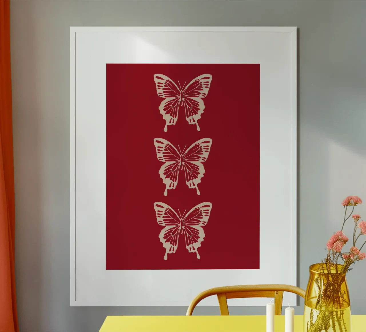 Three beige butterflies poster da ramosashop