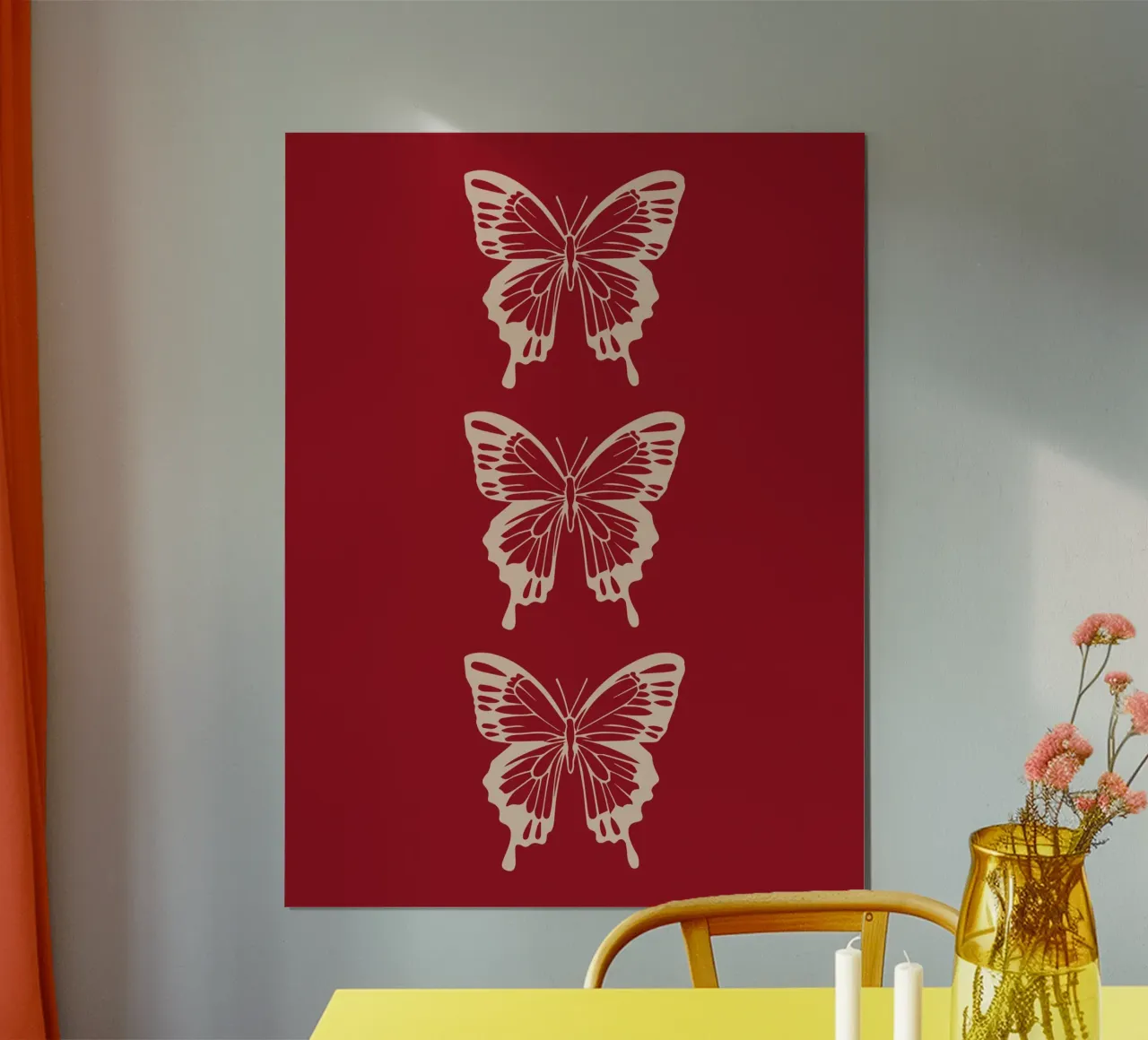 Three beige butterflies poster da ramosashop
