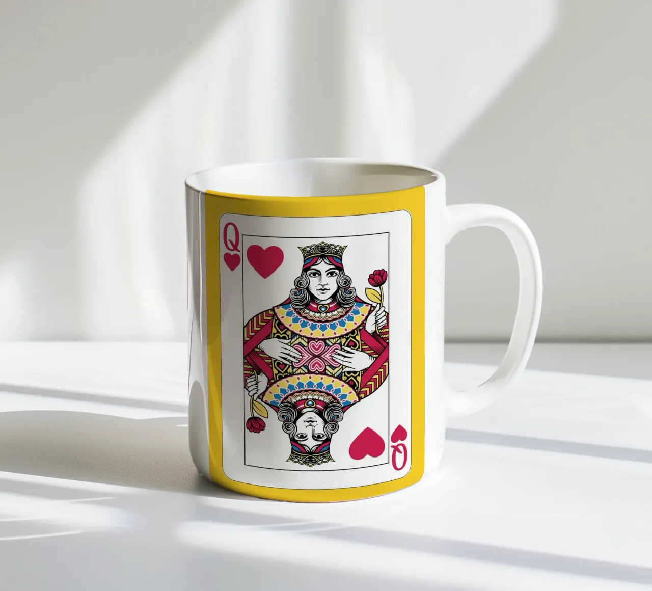 Queen of Hearts playing card tazza in ceramica da ramosashop