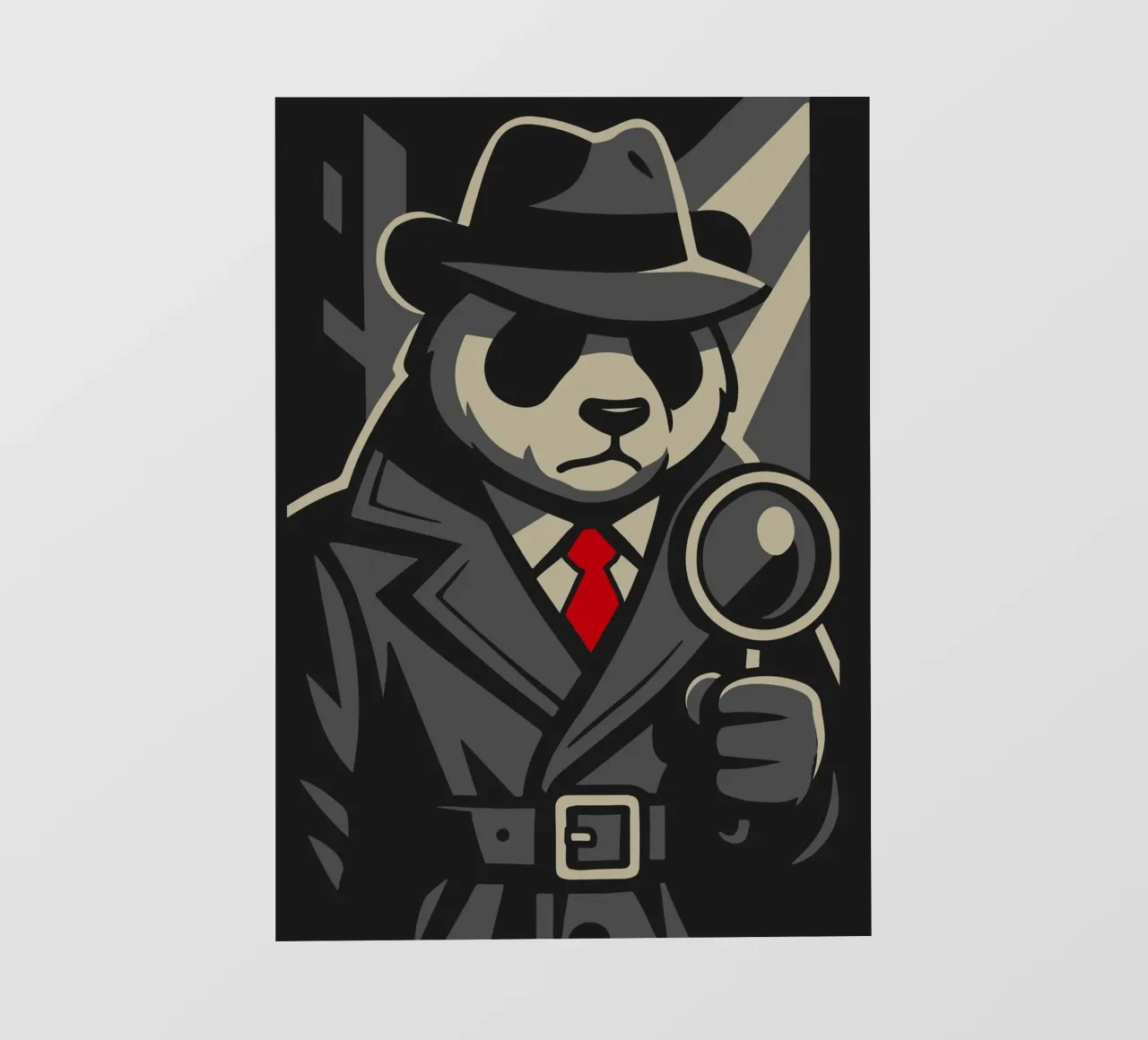 Panda detective con lente d'ingrandimento - Motivo animale noir dal fascino retrò telo in pvc da nanosh