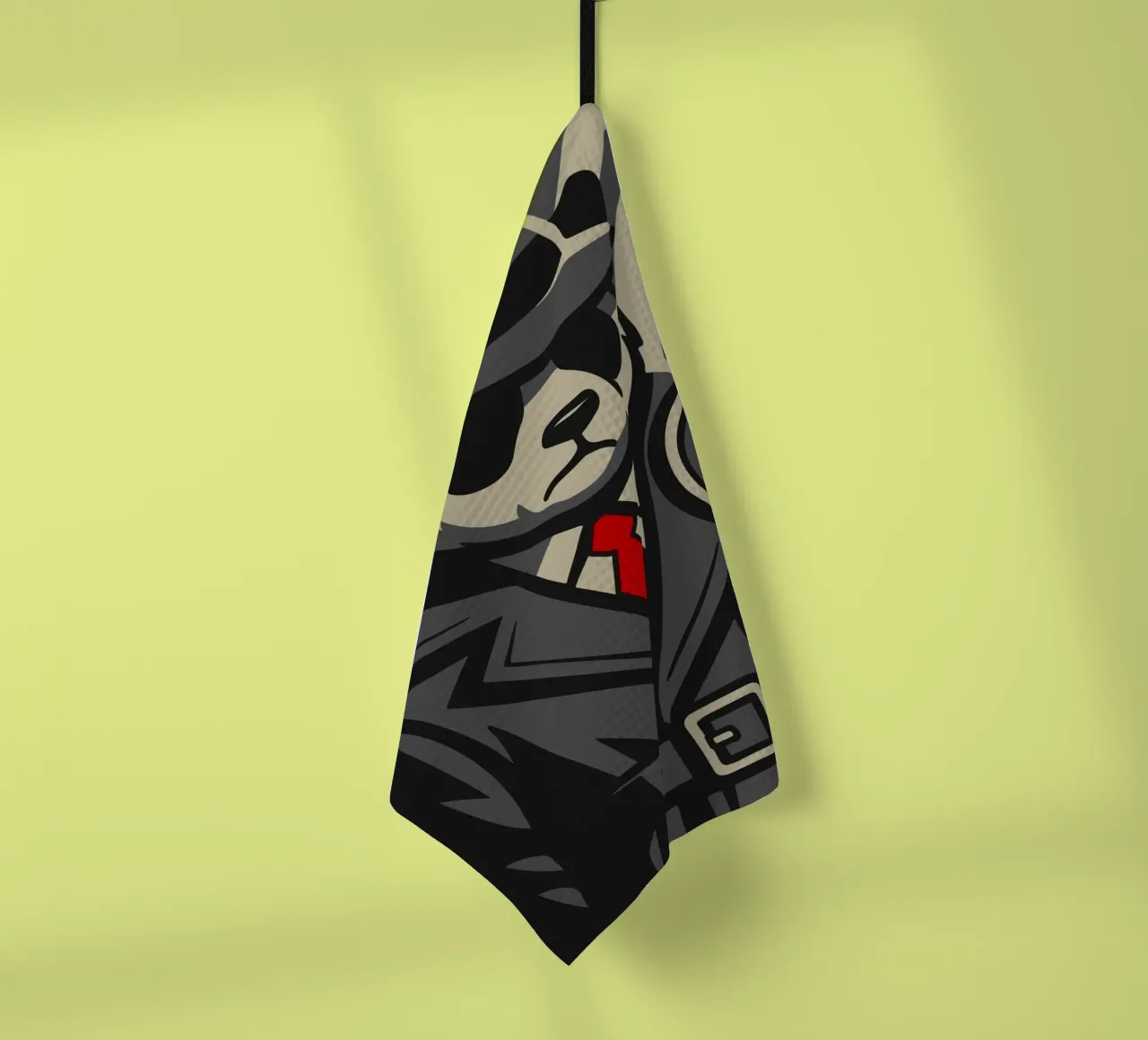 Panda detective with magnifying glass - Noir animal motif with retro charm tea towel by nanosh