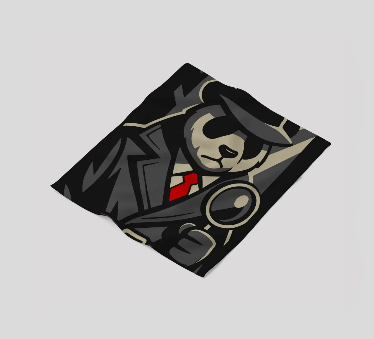 Panda detective with magnifying glass - Noir animal motif with retro charm fleece blanket by nanosh