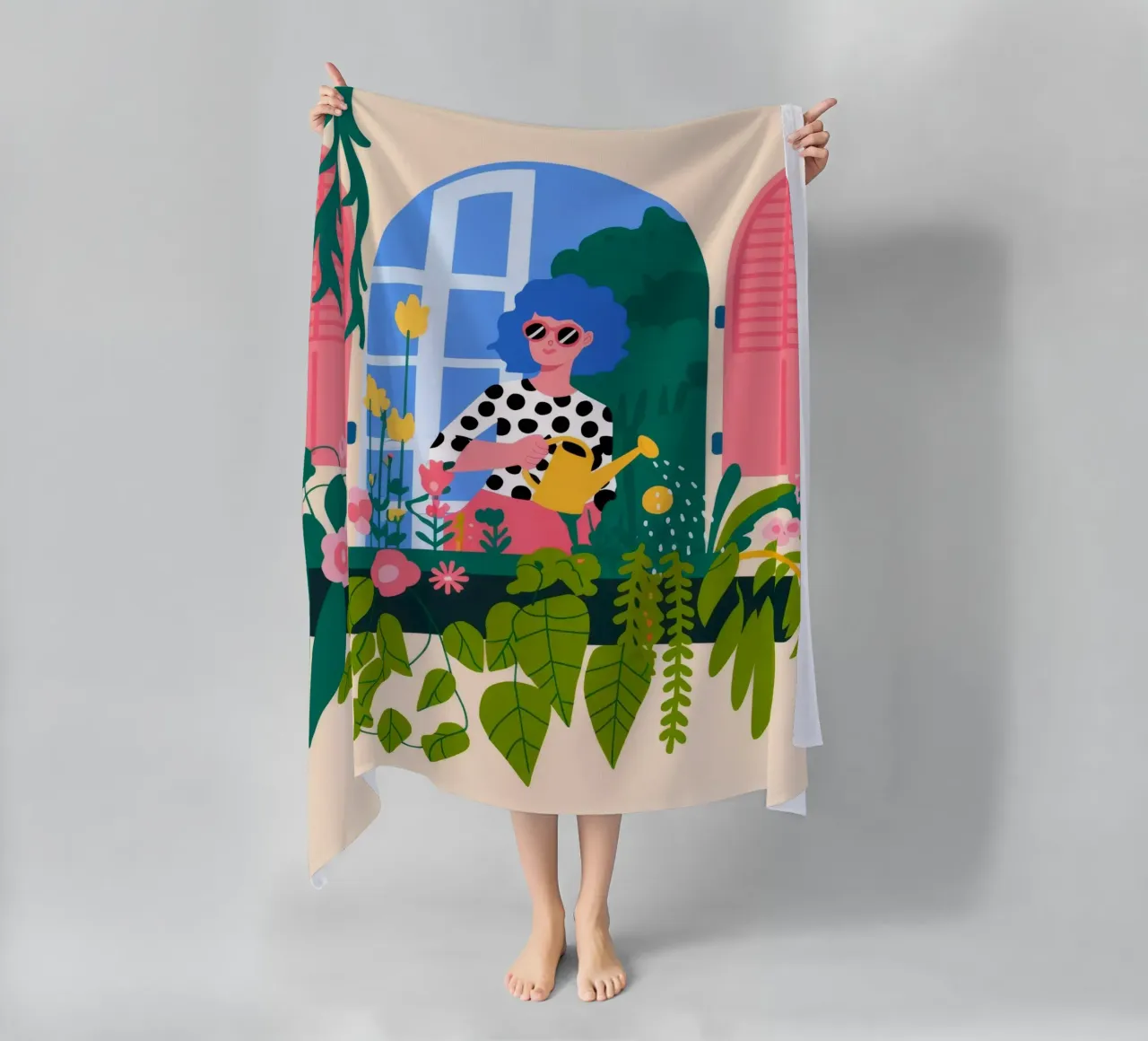 Serene Window View beach towel by Fine Sanctuary