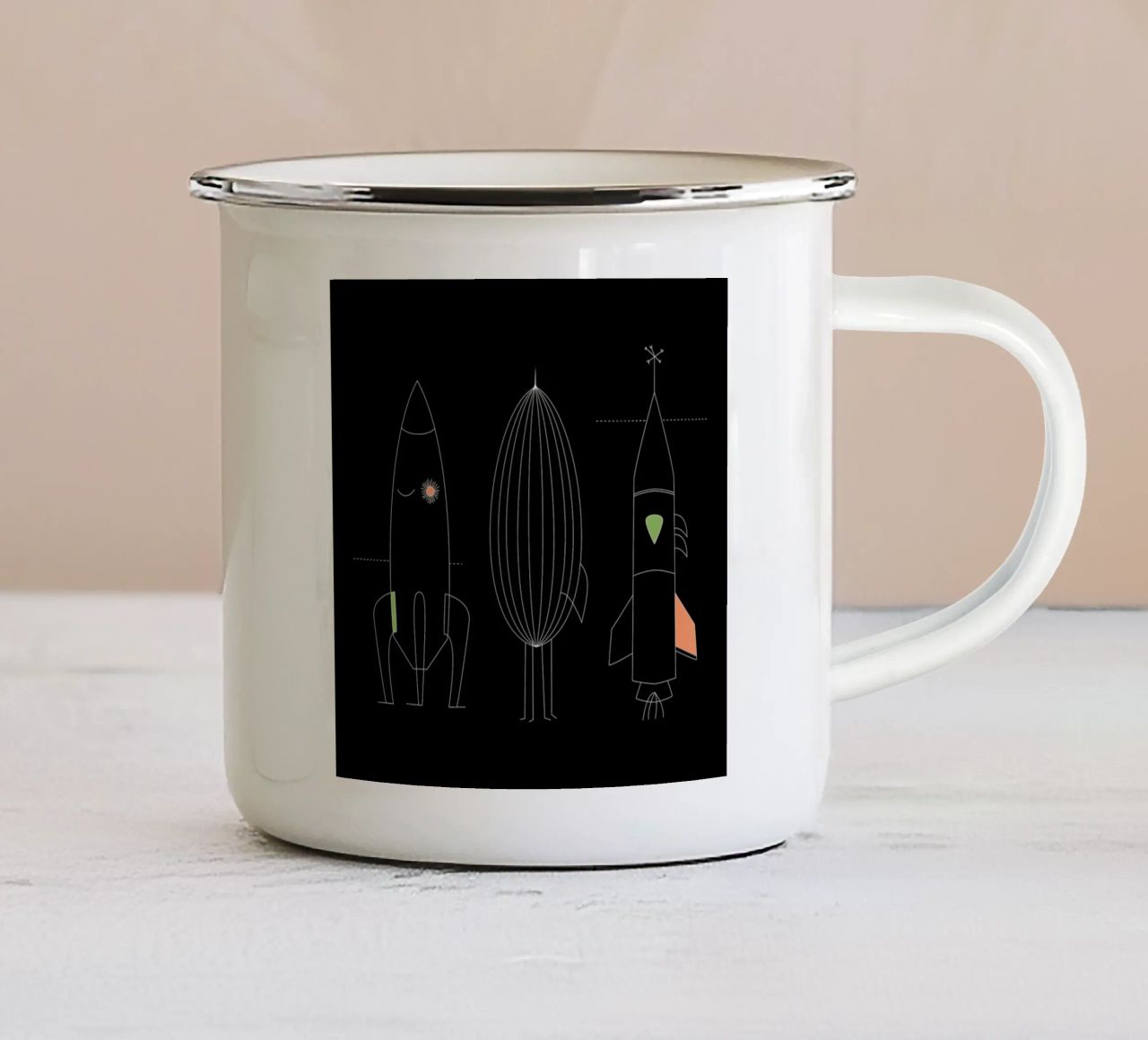 Rockets tazza in smalto da The Gently Unfurling Sneak