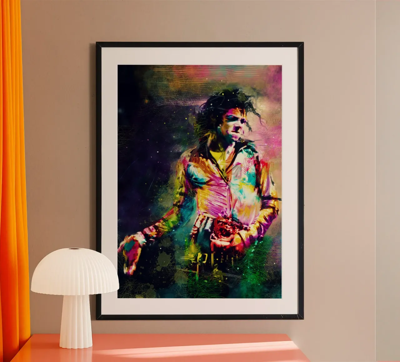 Iconic Michael Jackson colorful pop art poster con telaio in alluminio da Hantamrata