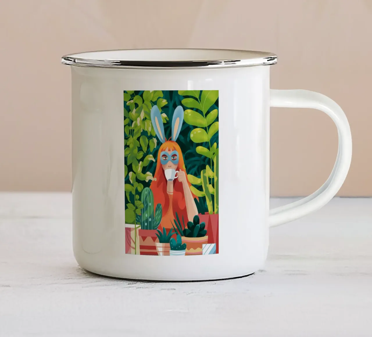 Coniglietta stravagante tazza in smalto da Fine Sanctuary