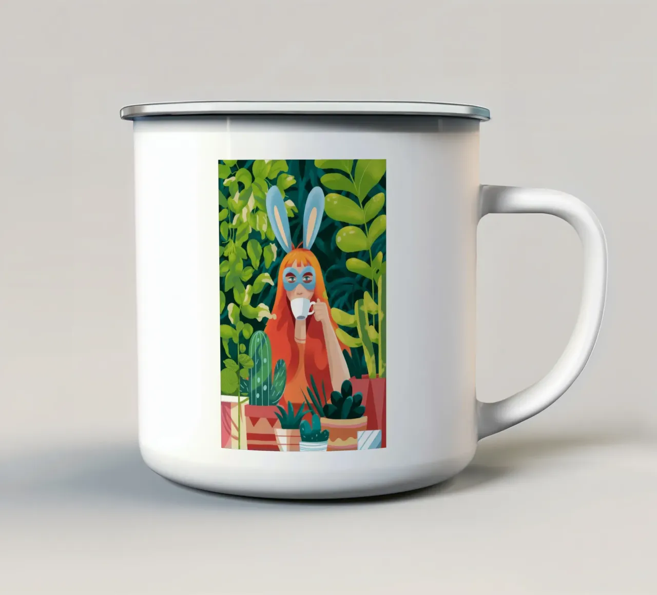 Coniglietta stravagante tazza in smalto da Fine Sanctuary