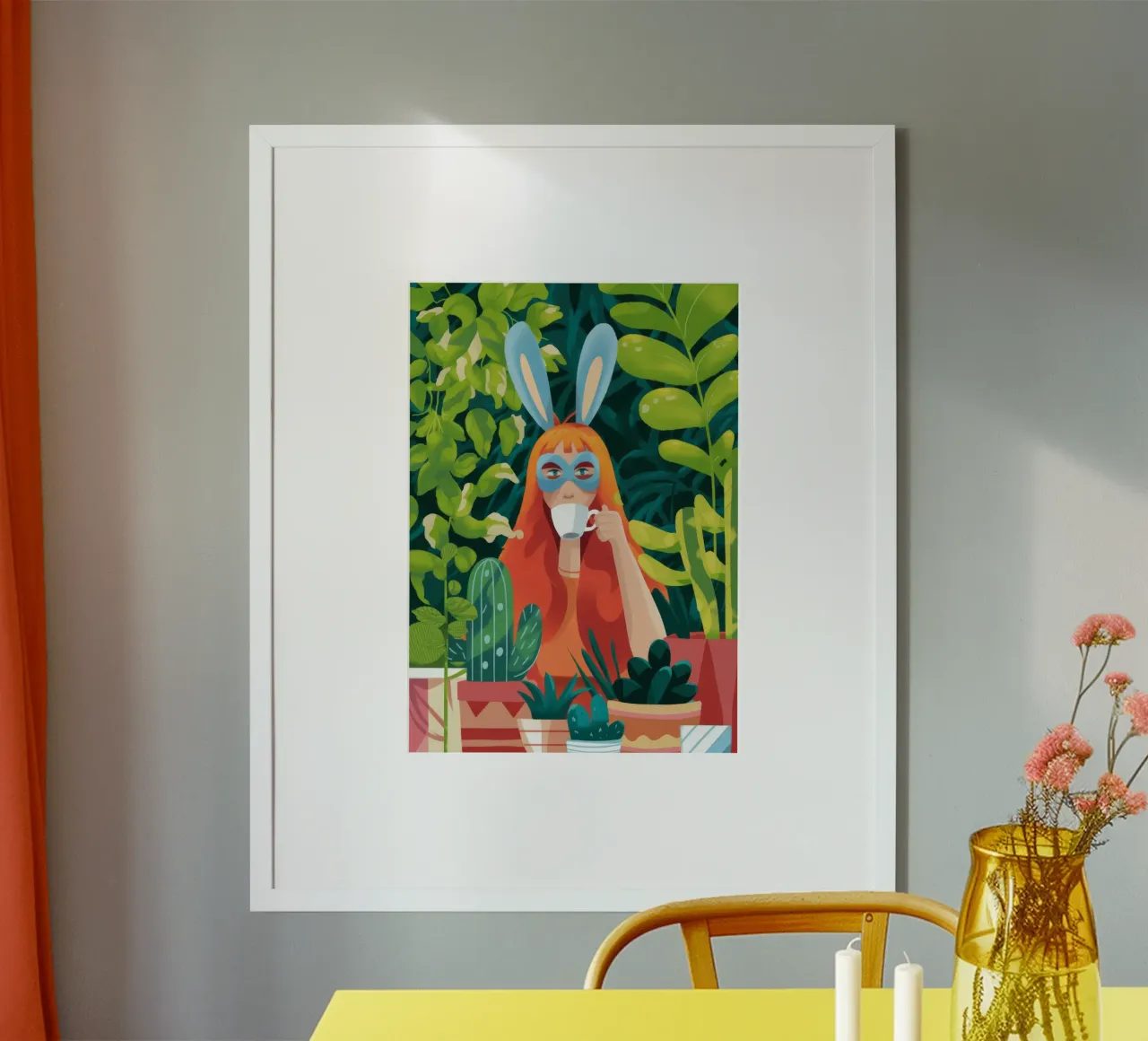 Coniglietta stravagante poster con telaio in plastica da Fine Sanctuary
