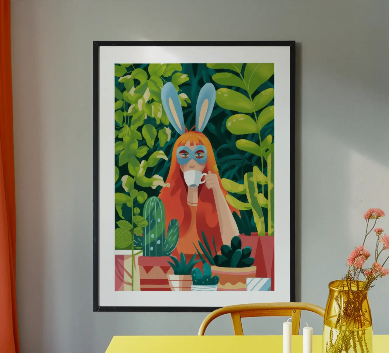 Coniglietta stravagante poster con telaio in plastica da Fine Sanctuary