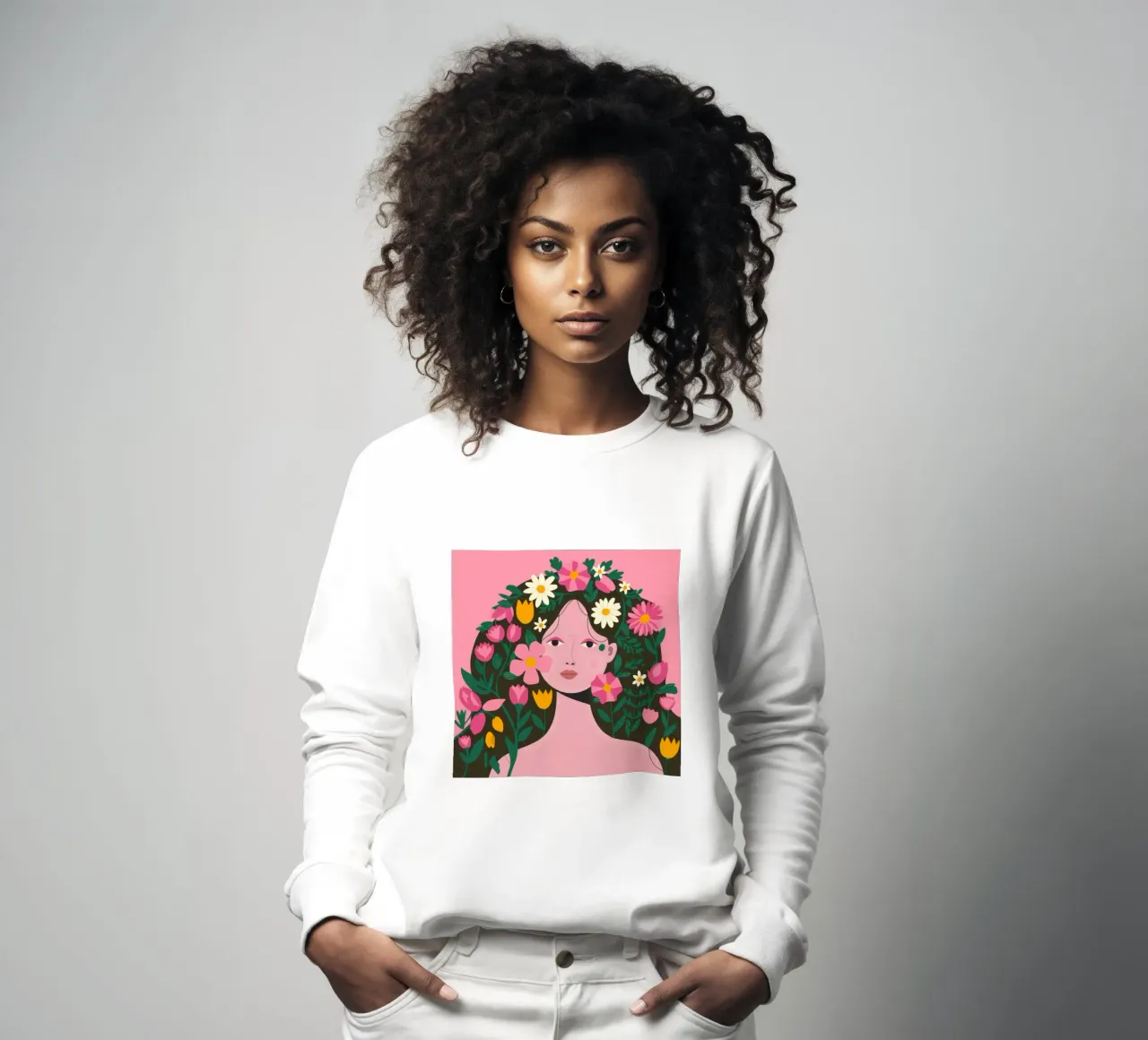Floral Hair Fantasy sweatshirt by Fine Sanctuary