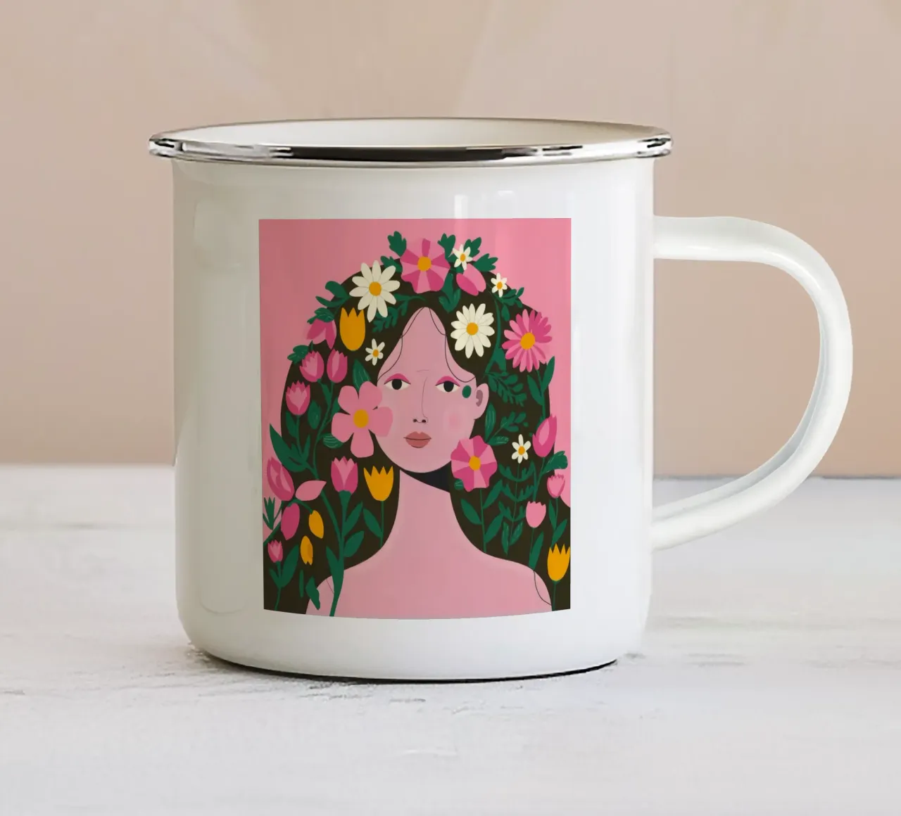 Fantaisie florale pour les cheveux mug en émail de Fine Sanctuary